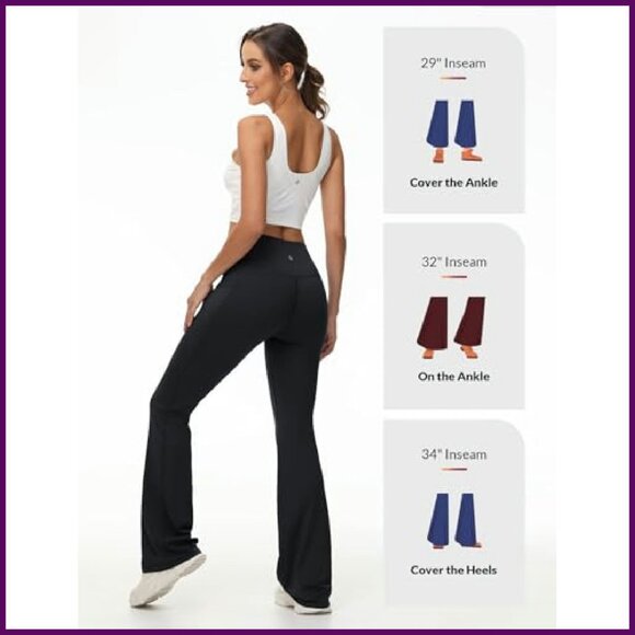 High Waist Flare Leggings with Pockets, V Crossover Yoga Pants for Workout - Picture 7 of 8